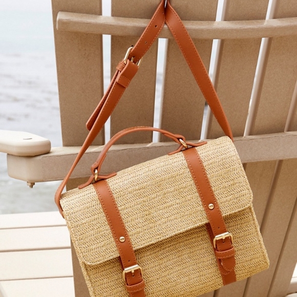 Wicker Rattan Straw Crossbody Purse Hand Beach Summer Shoulder Bag NWT - Picture 4 of 8